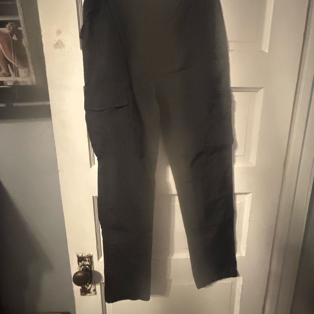 Black Straight Leg Pants with Matte Finish